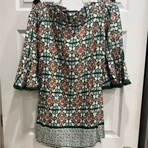 Lulu's Green and Orange Patterned Mini Dress